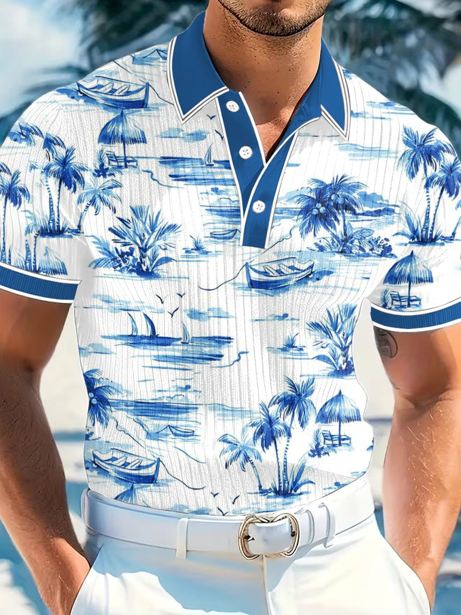 Men's Simple Vacation Printed Casual Polo Shirt