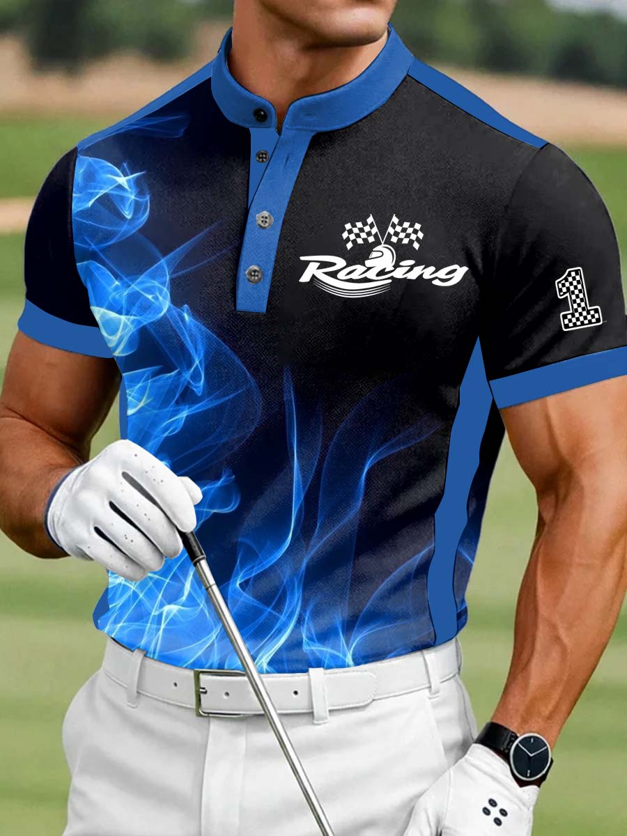 Men's Vintage Business Style Printed Casual Polo Shirt