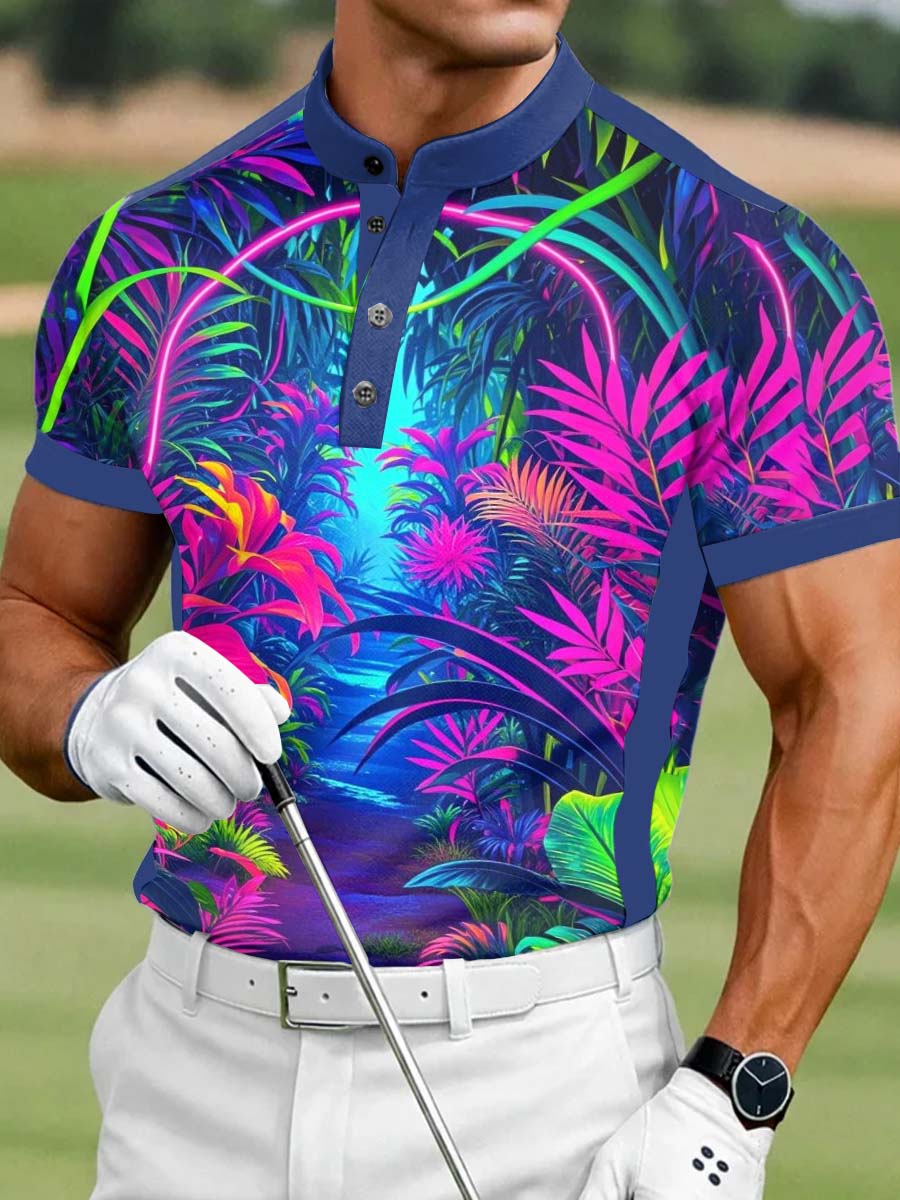 Men's Vintage Business Style Printed Casual Polo Shirt