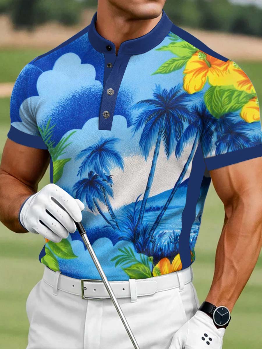 Men's Vintage Business Style Printed Casual Polo Shirt