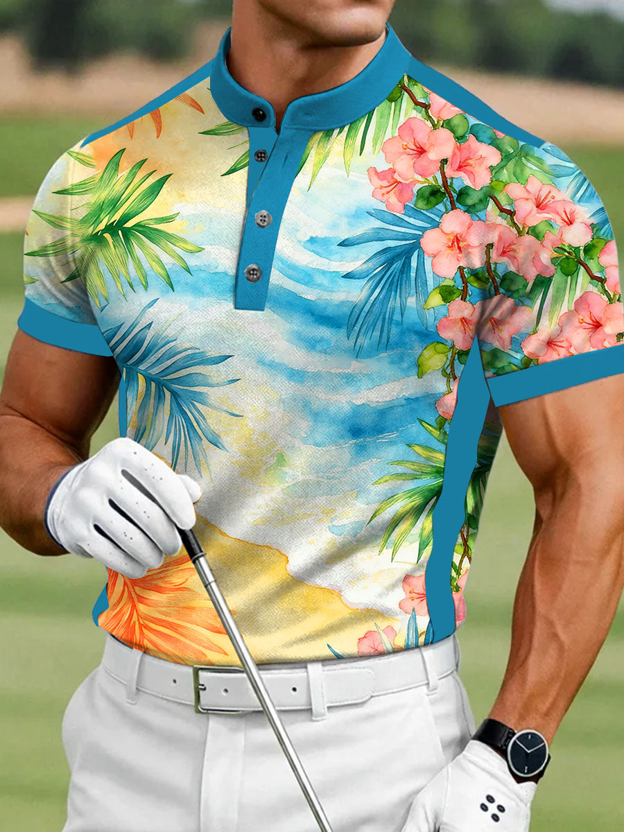 Men's Vintage Business Style Printed Casual Polo Shirt