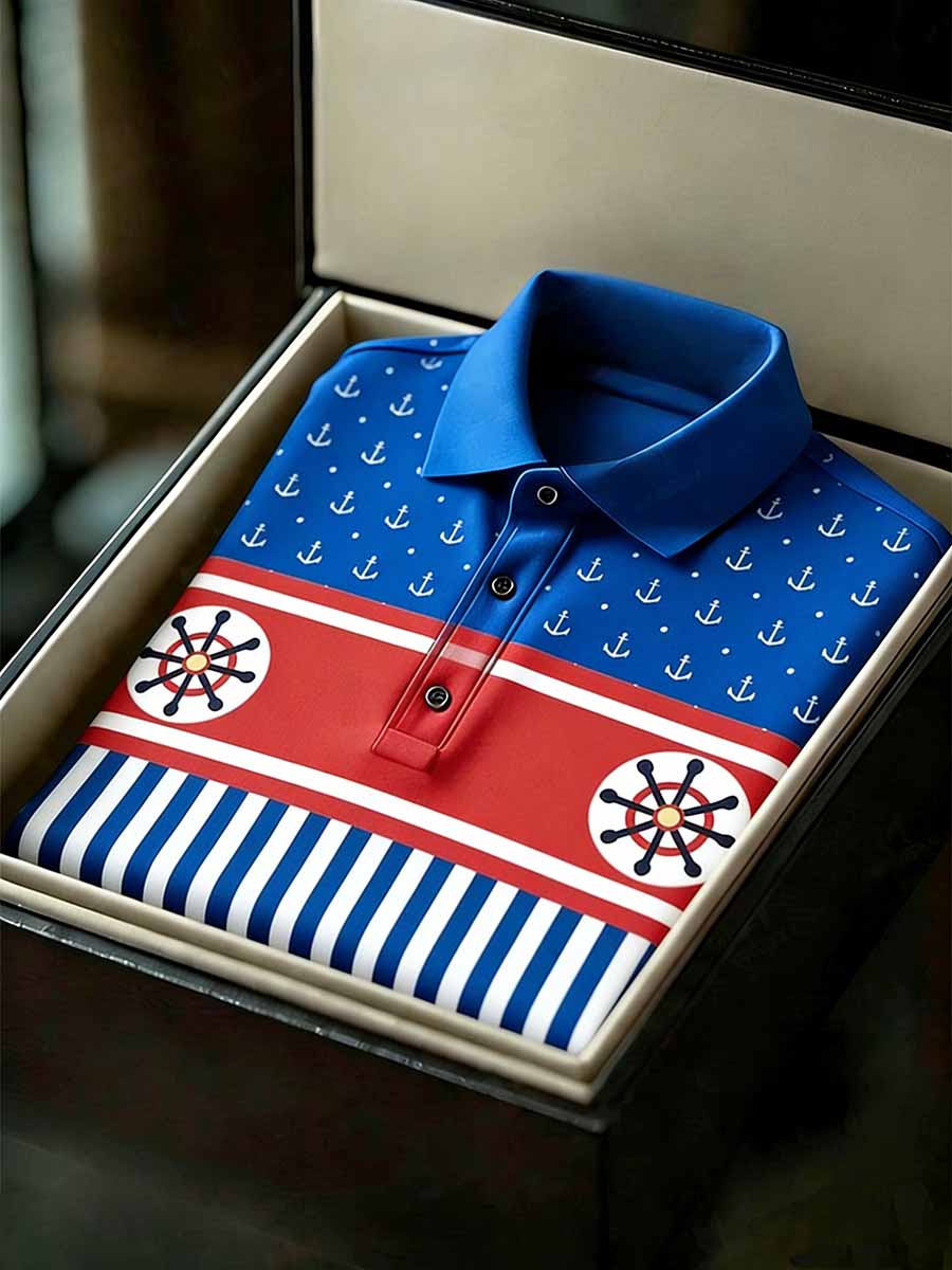 Men's Vintage Business Style Printed Casual Polo Shirt