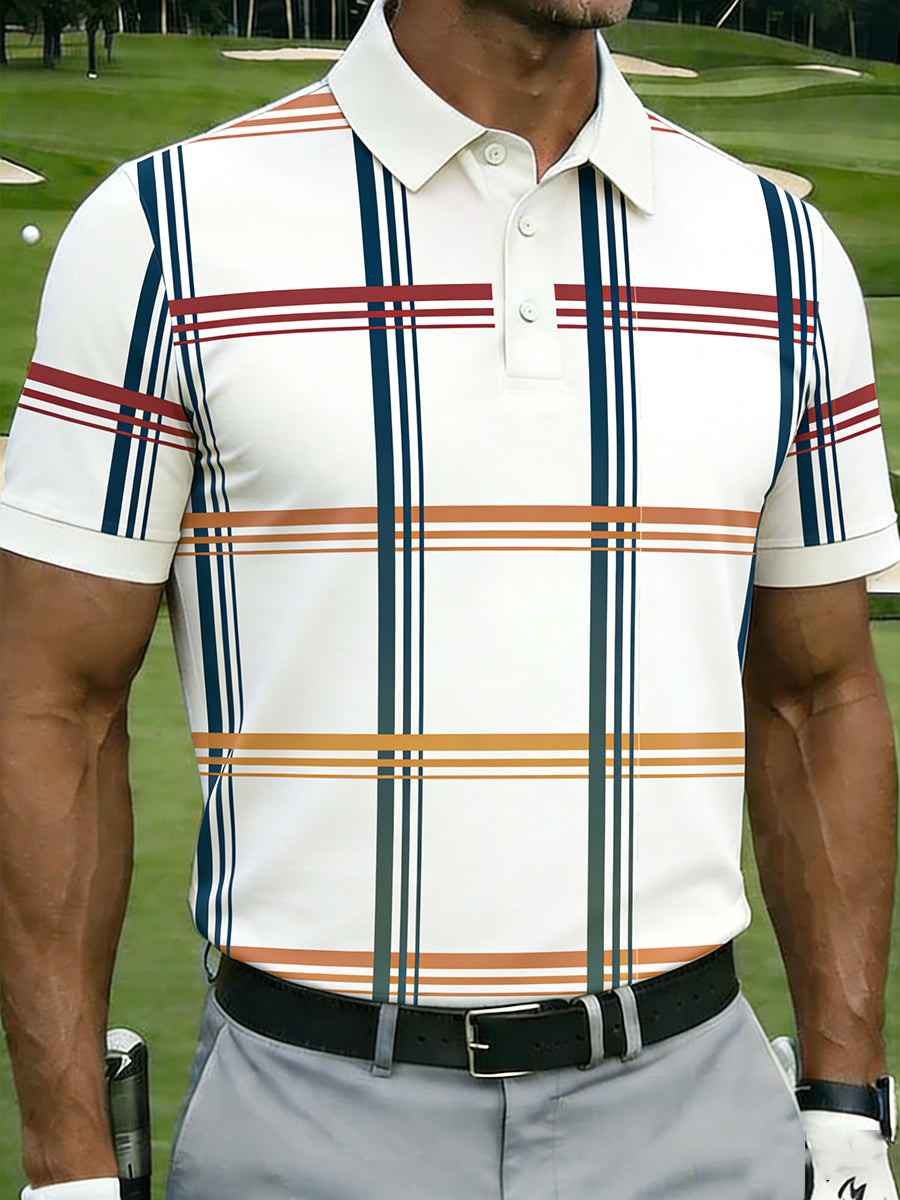 Men's Vintage Business Style Printed Casual Polo Shirt