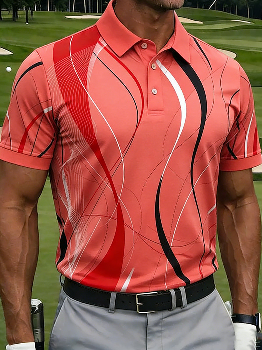 Men's Vintage Business Style Printed Casual Polo Shirt