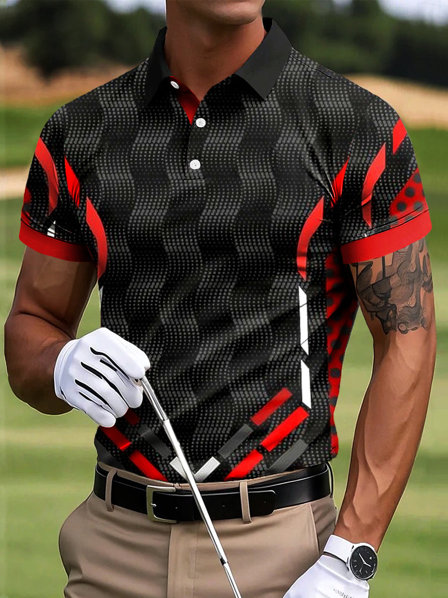 Men's Retro Golf Symmetrical Geometric Casual Polo Shirt