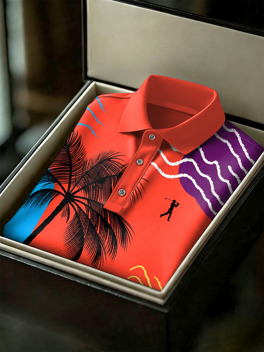 Men's Vintage Business Style Printed Casual Polo Shirt
