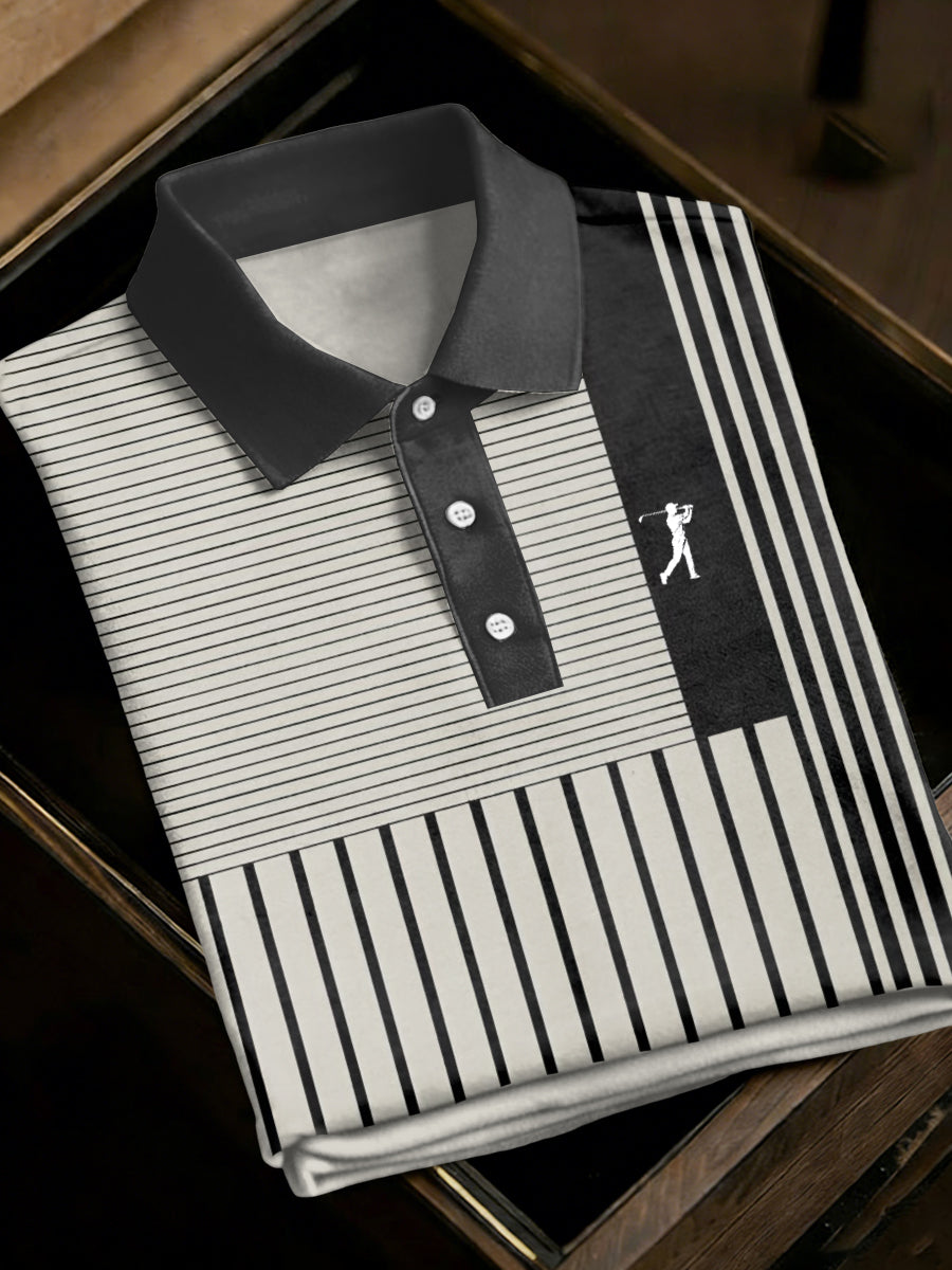 Men's Vintage Business Style Printed Casual Polo Shirt