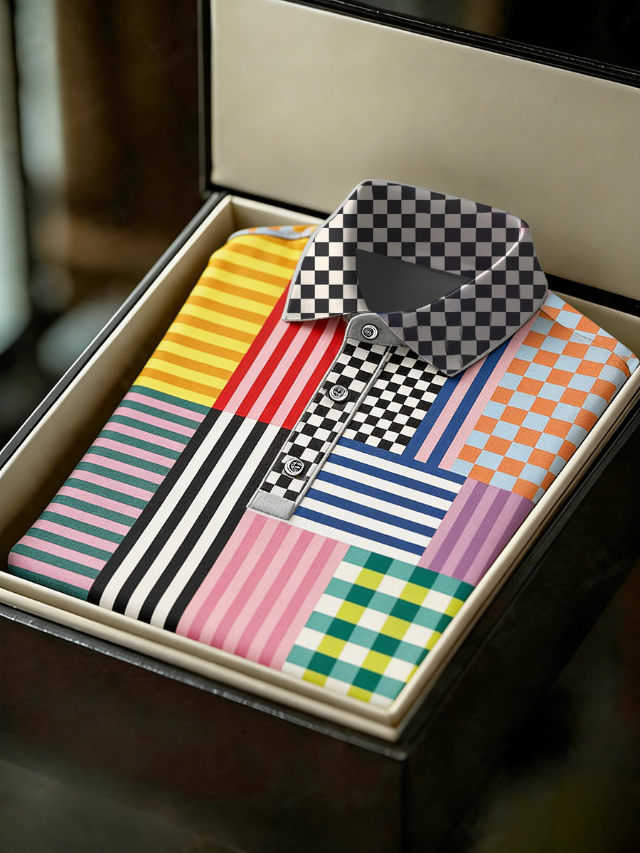Men's Vintage Business Style Printed Casual Polo Shirt