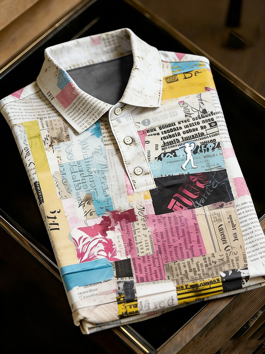 Men's Vintage Business Style Printed Casual Polo Shirt
