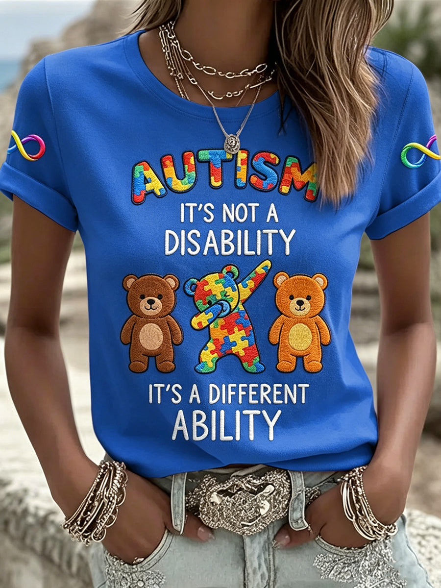 Autism Printed Vintage Fashion Loose Short Sleeve T-Shirt