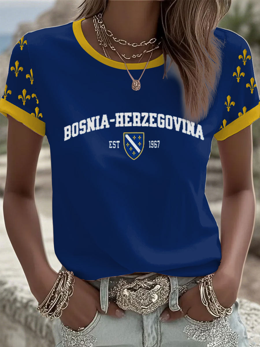 Women's Bosnia ZMAJEVI Football Lover Printed short-sleeved T-shirt