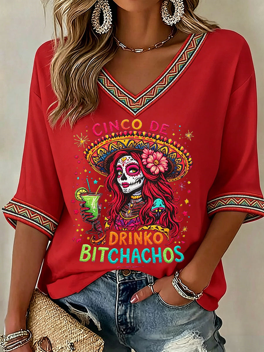 Women's Cinco de Mayo Print Casual T-Shirt