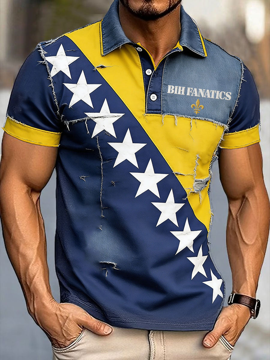 Men's Bosnia Football Lover ZMAJEVI Printed Casual Tops