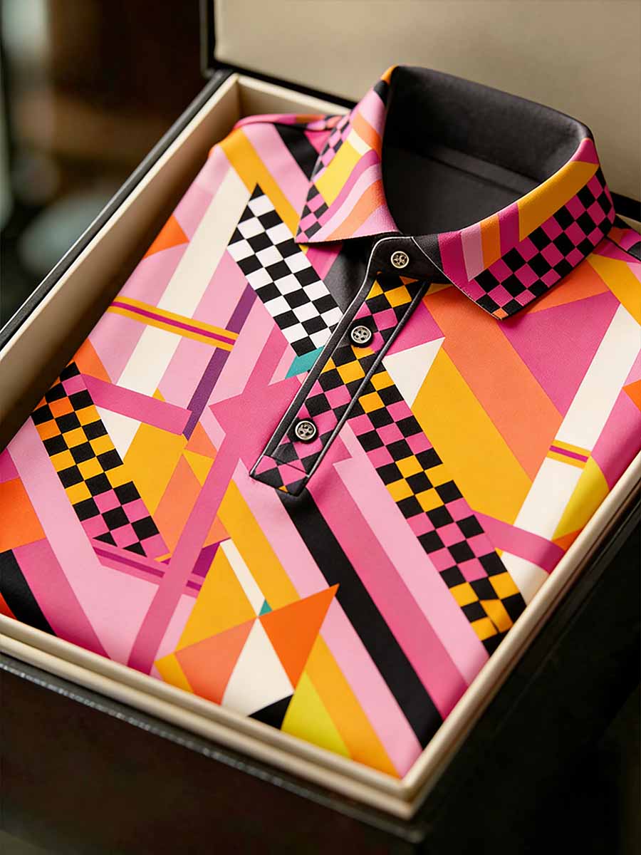 Men's Vintage Business Style Printed Casual Polo Shirt