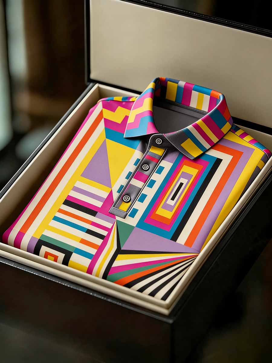 Men's Vintage Business Style Printed Casual Polo Shirt