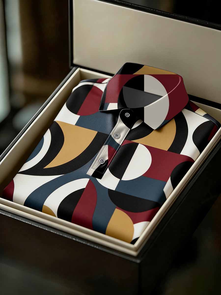 Men's Vintage Business Style Printed Casual Polo Shirt