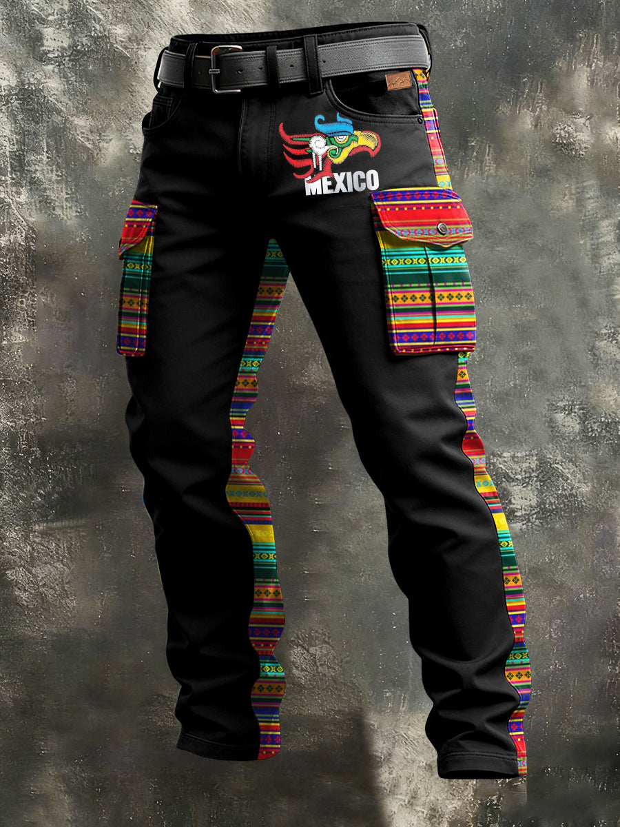 Men's Retro Vacation Business Cinco de Mayo Art Print Casual Workwear Trousers
