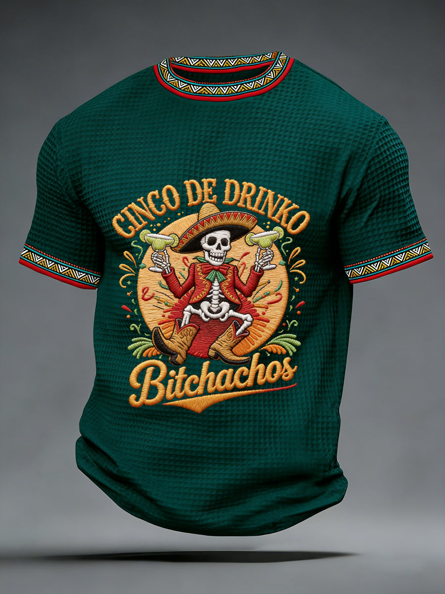 Men's Cinco De Mayo Print Waffle Short-Sleeve T-shirt