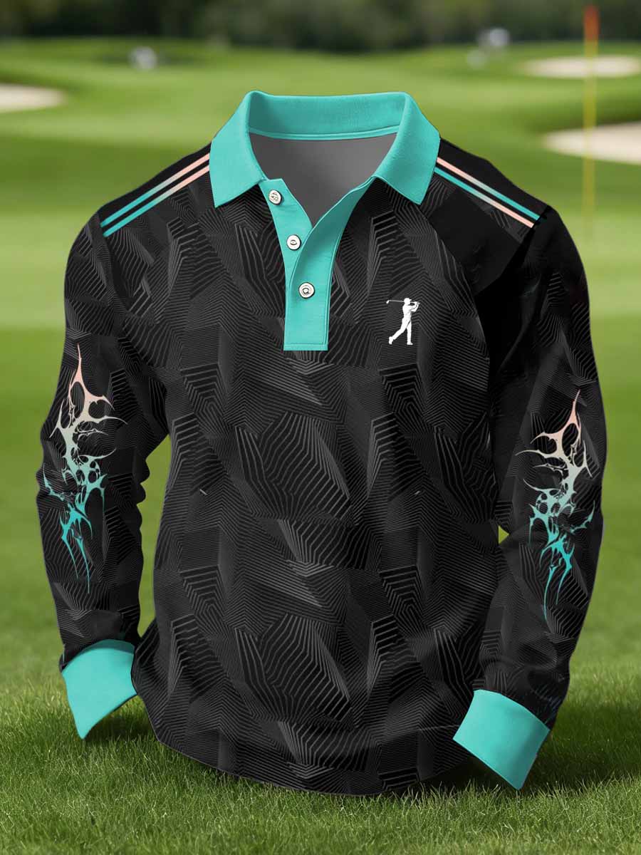 Men's Vintage Business Style Printed Casual Polo Shirt