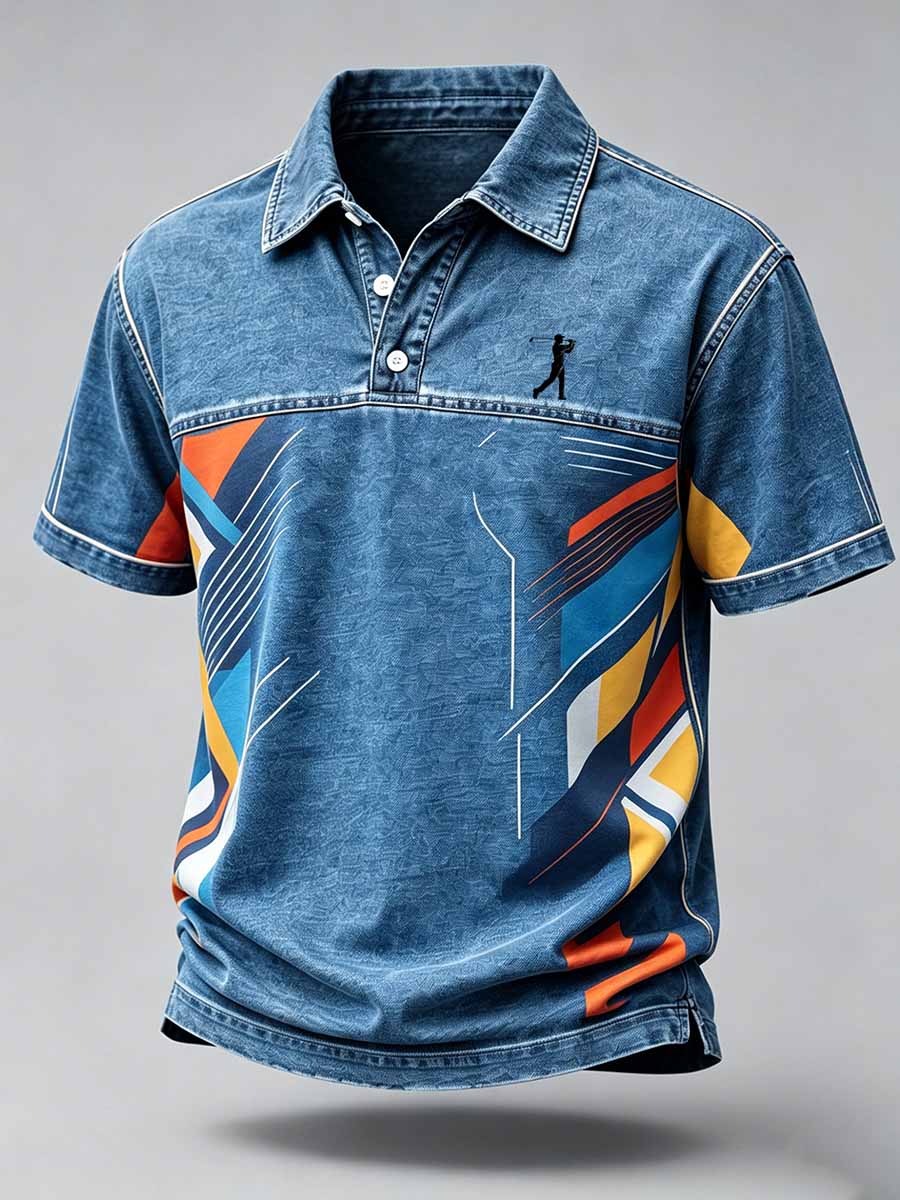 Men's Vintage Business Style Printed Casual Polo Shirt