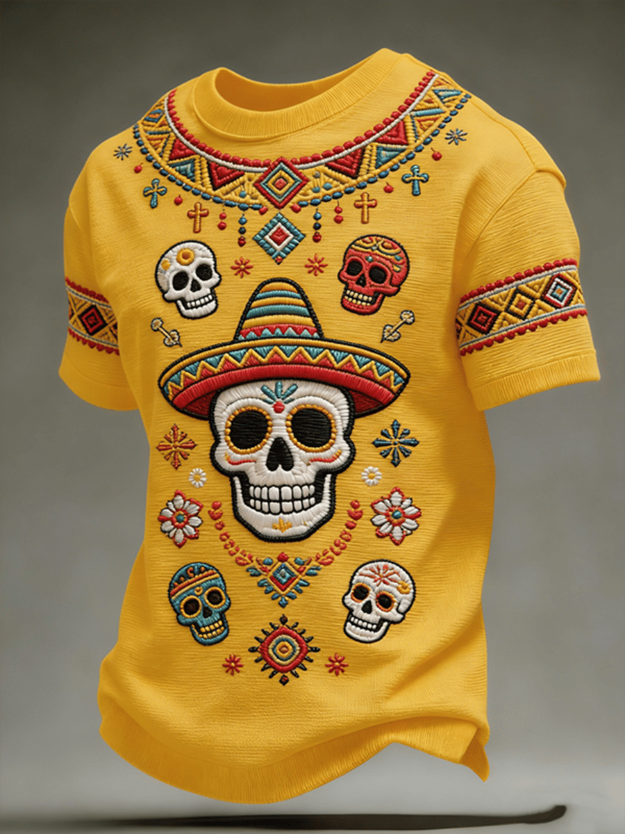 Men's Mexico Art Cinco De Mayo Print Short Sleeves T-shirt