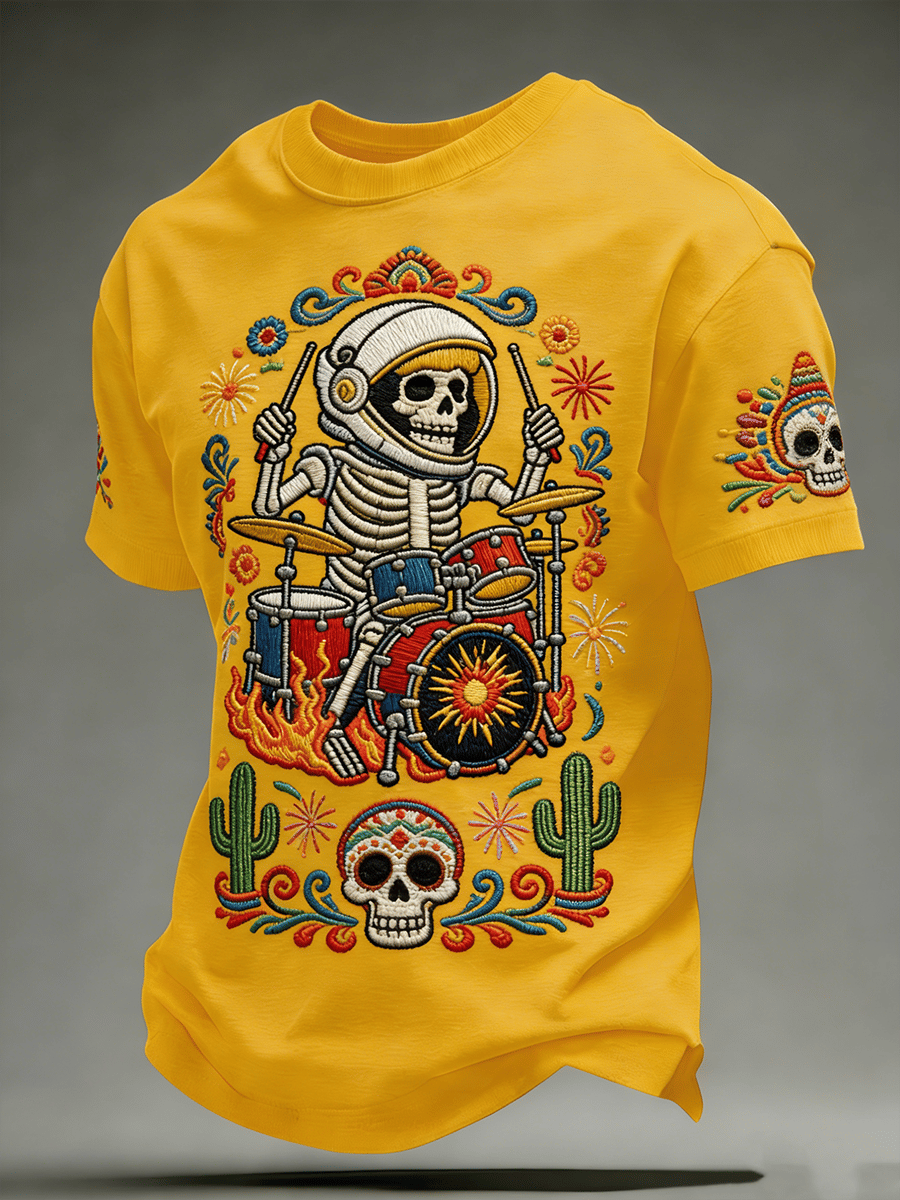 Men's Mexico Art Cinco De Mayo Print Short Sleeves T-shirt