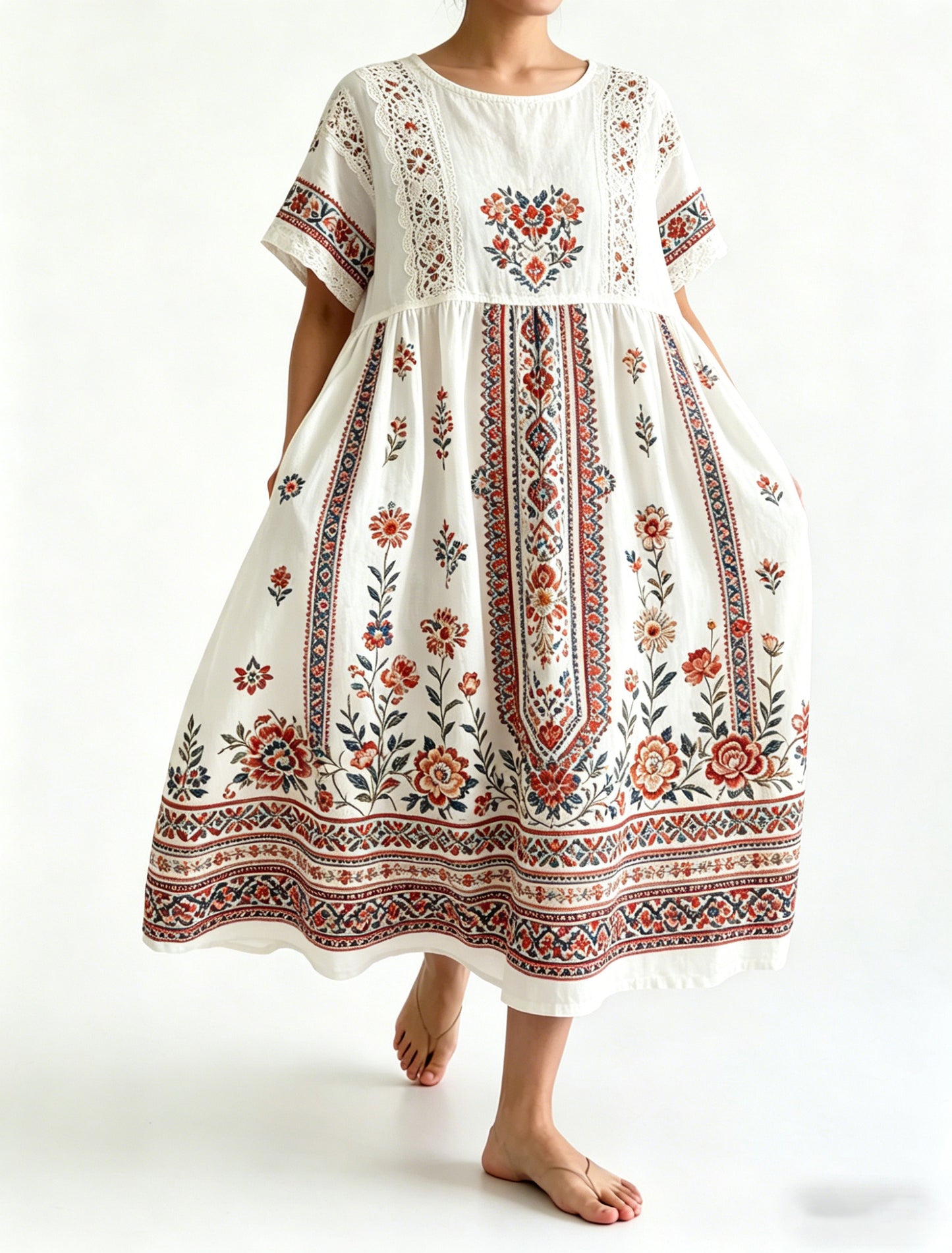 Women's Swedish Midsummer Festival Commemorative Art Print Long Dress
