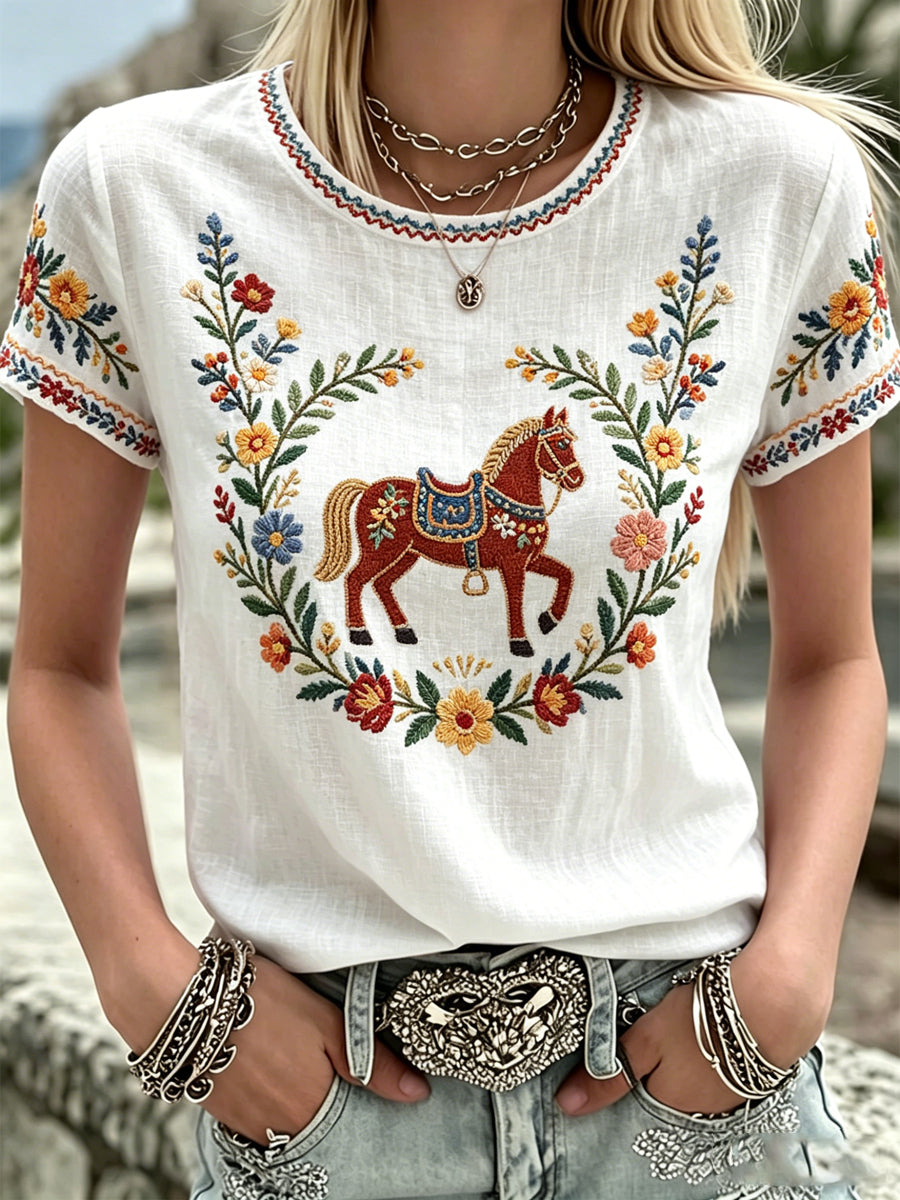 Women's Swedish Midsummer Print Casual T-Shirt