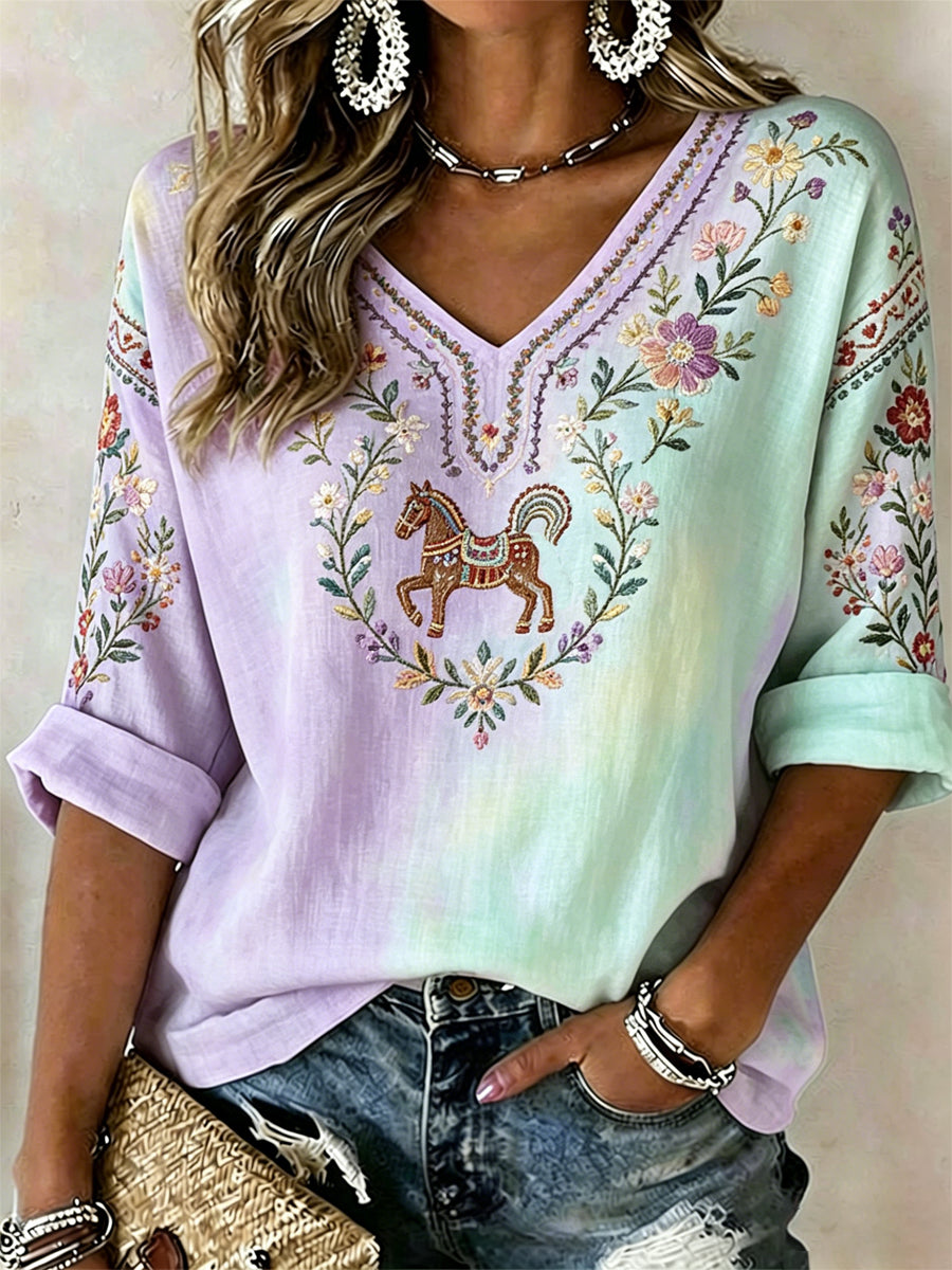 Women's Swedish Midsummer Print Casual T-shirt