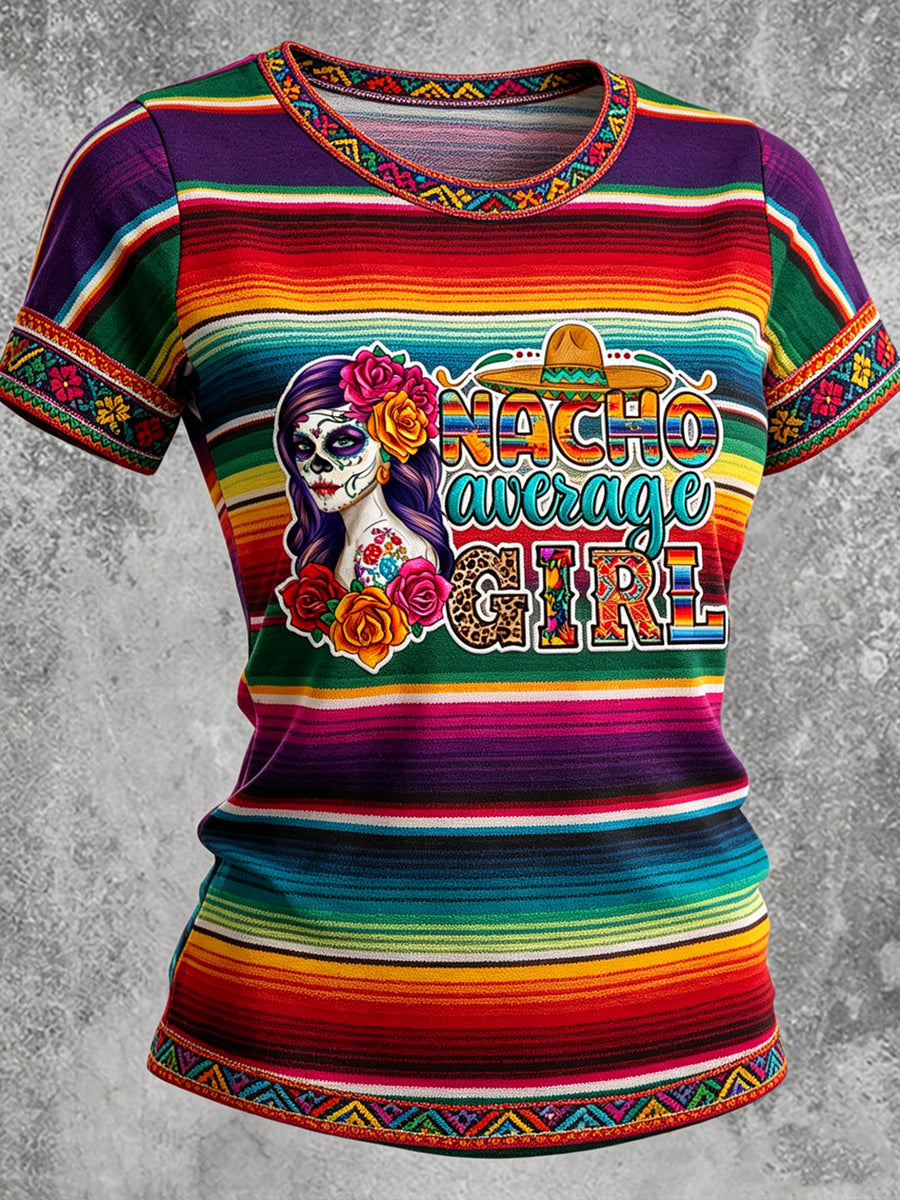 Women's Cinco de Mayo Printed Vintage Fashion Loose Short Sleeve T-Shirt