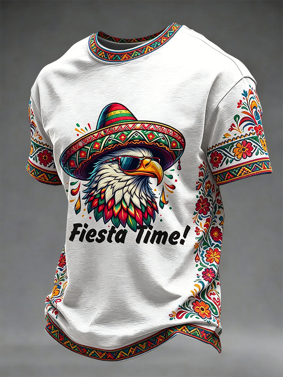 Men's Cinco de Mayo Printed Vintage Fashion Loose Short Sleeve T-Shirt