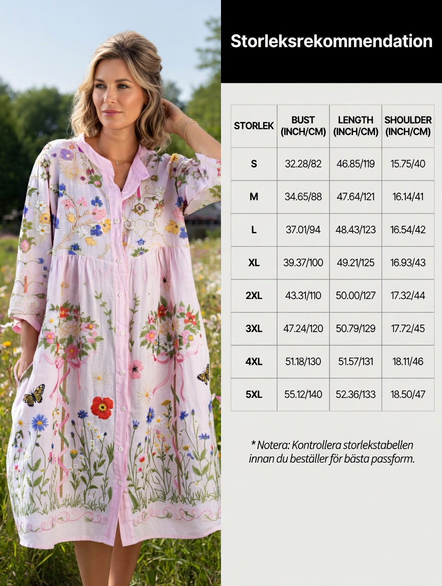 Women's Vintage Midsummer Floral Art Print Casual Cotton-Linen Dress