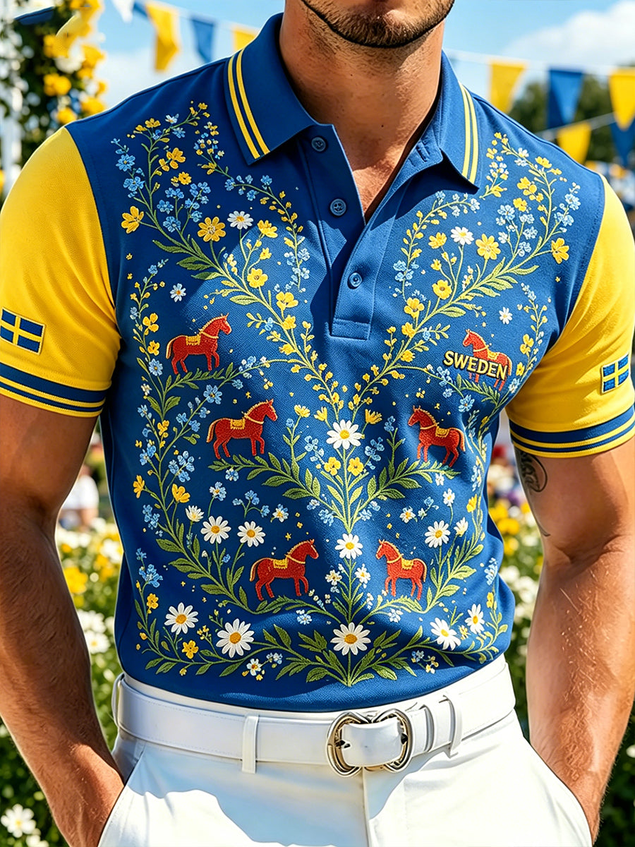 Men's Midsummer Floral Print Polo Shirt