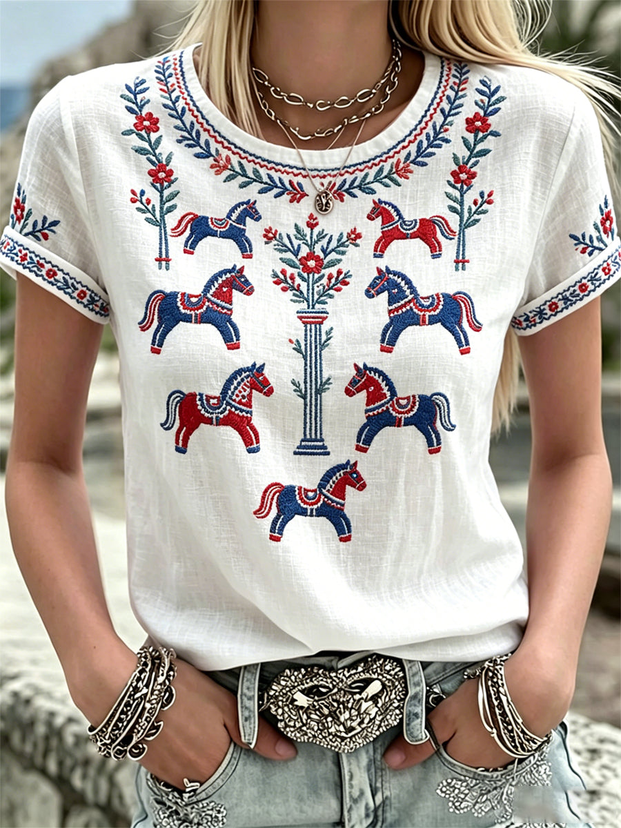 Women's Swedish Midsummer Print Casual T-Shirt