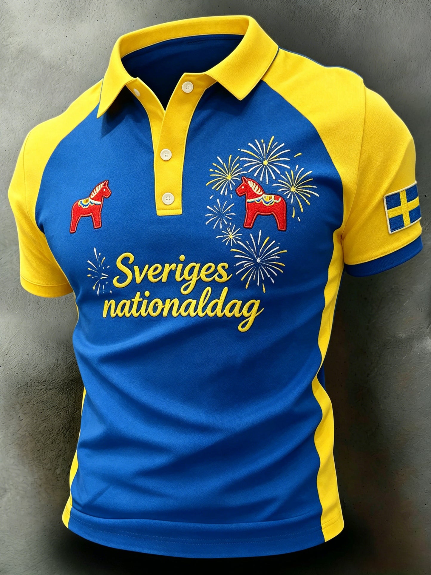 Men's Swedish Midsummer Festival Art-Print Polo Shirt