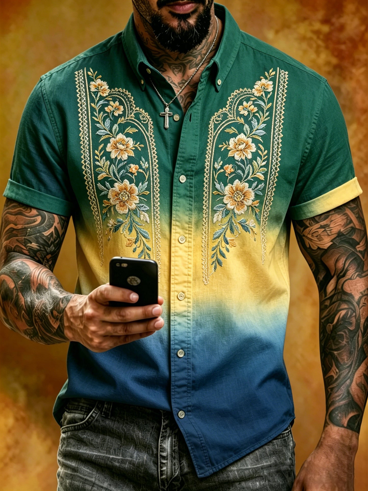 Men's Midsummer Festival Commemorative Art Print Short-Sleeve Shirt