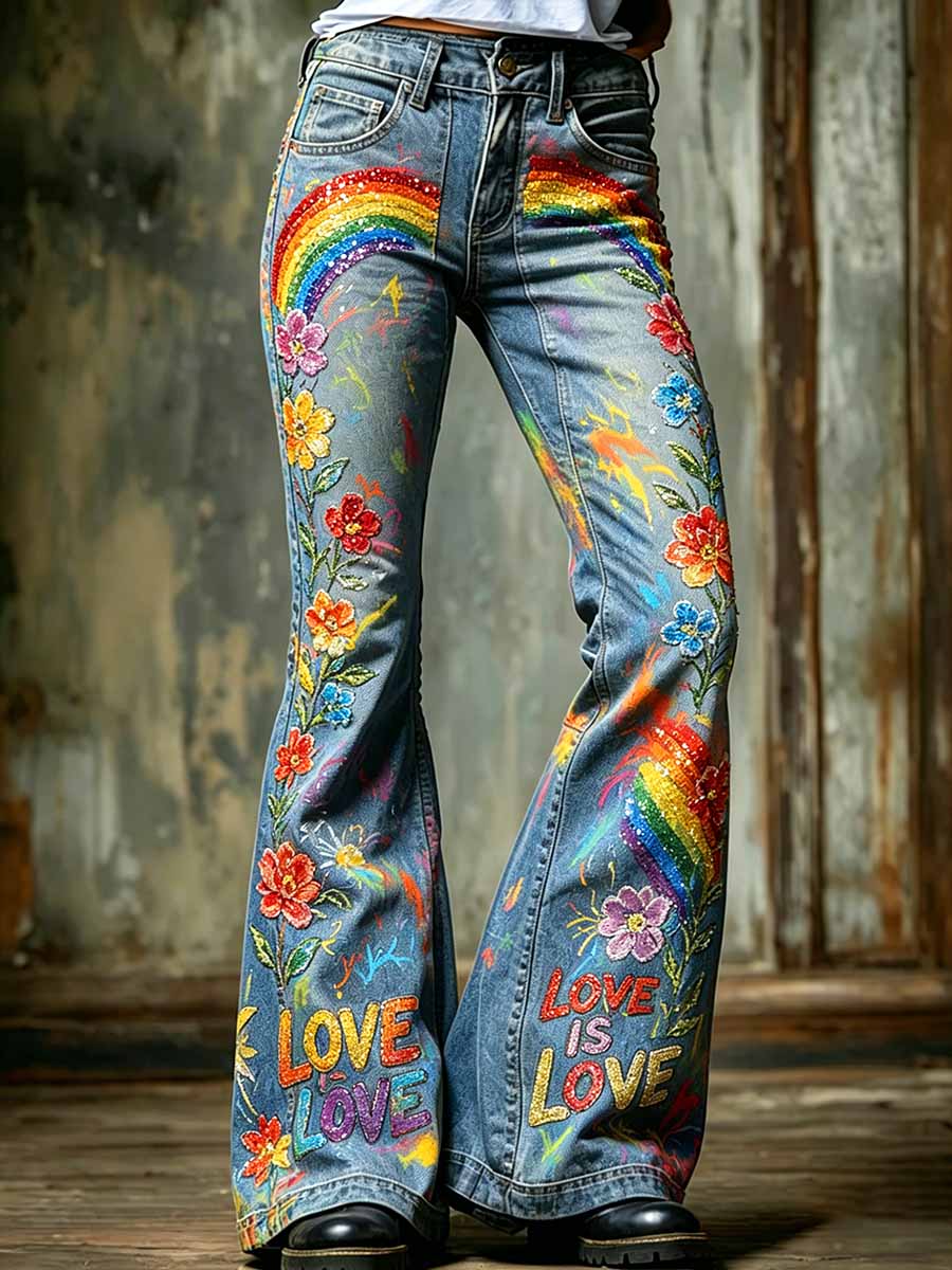 Women's Rainbow Art Print Casual Pants
