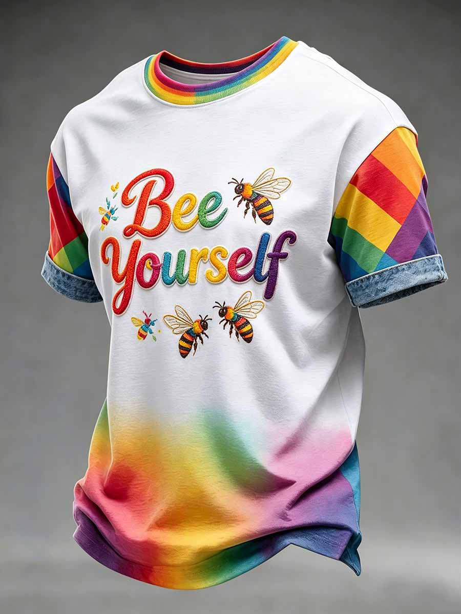 Men's Rainbow Art Print Casual T-Shirt