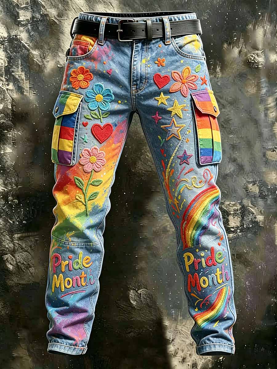 Men's Rainbow Art Print Casual Pants