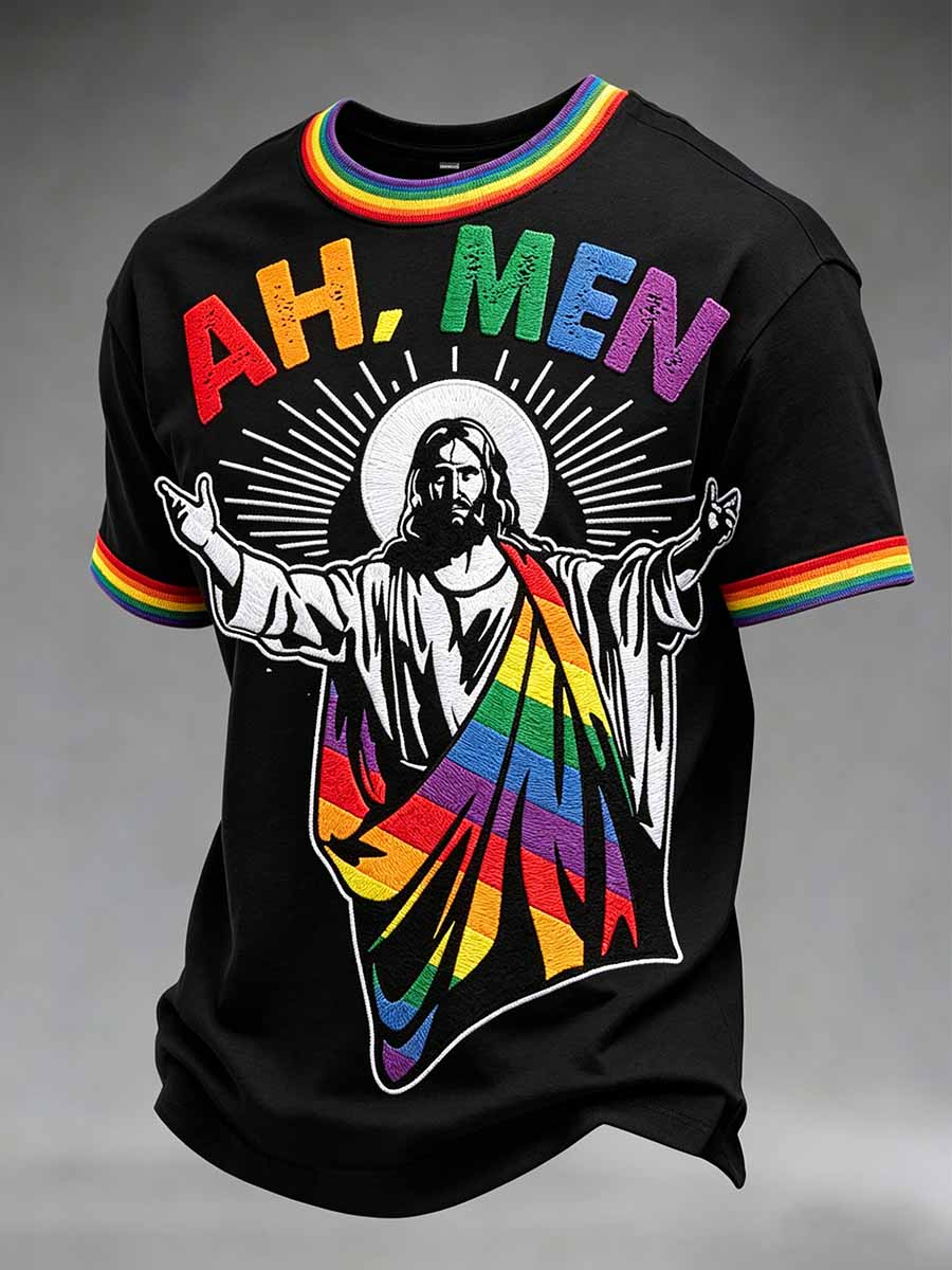 Men's Rainbow Art Print Casual T-Shirt