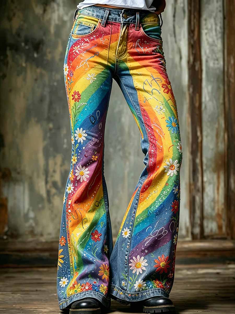 Women's Rainbow Art Print Casual Pants