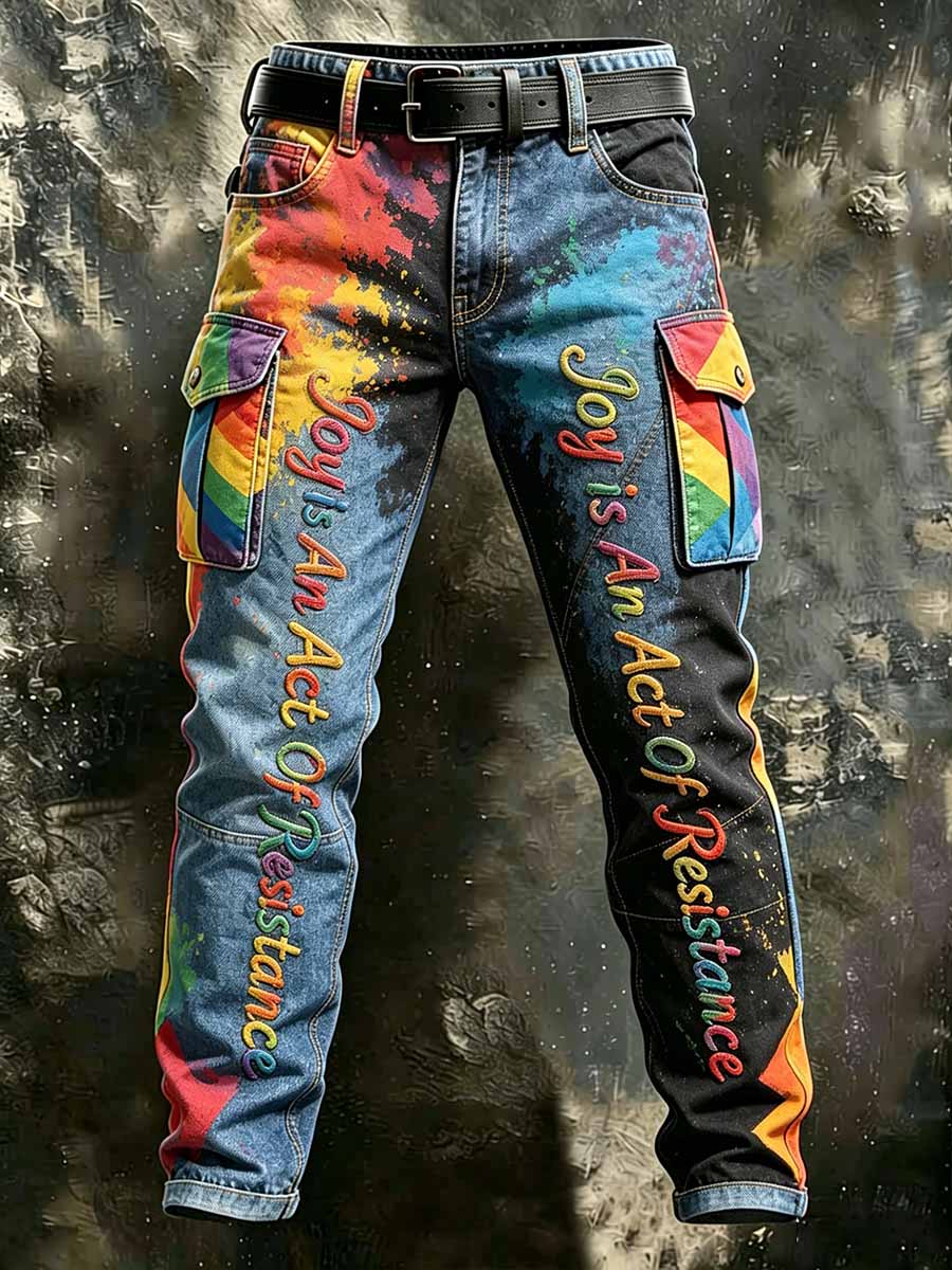 Men's Rainbow Art Print Casual Pants