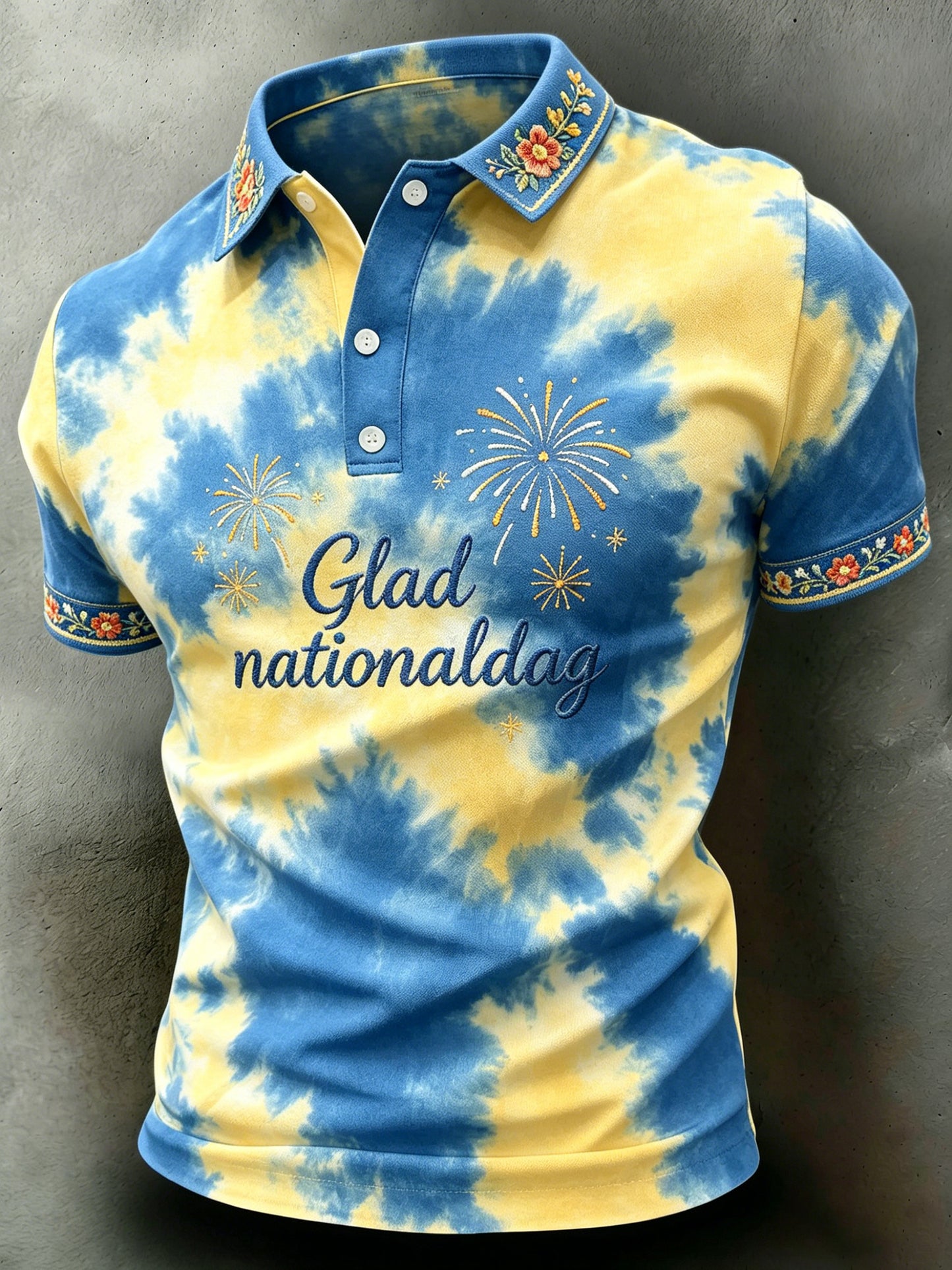 Men's Swedish National Day Commemorative Art Print Short-Sleeve Polo