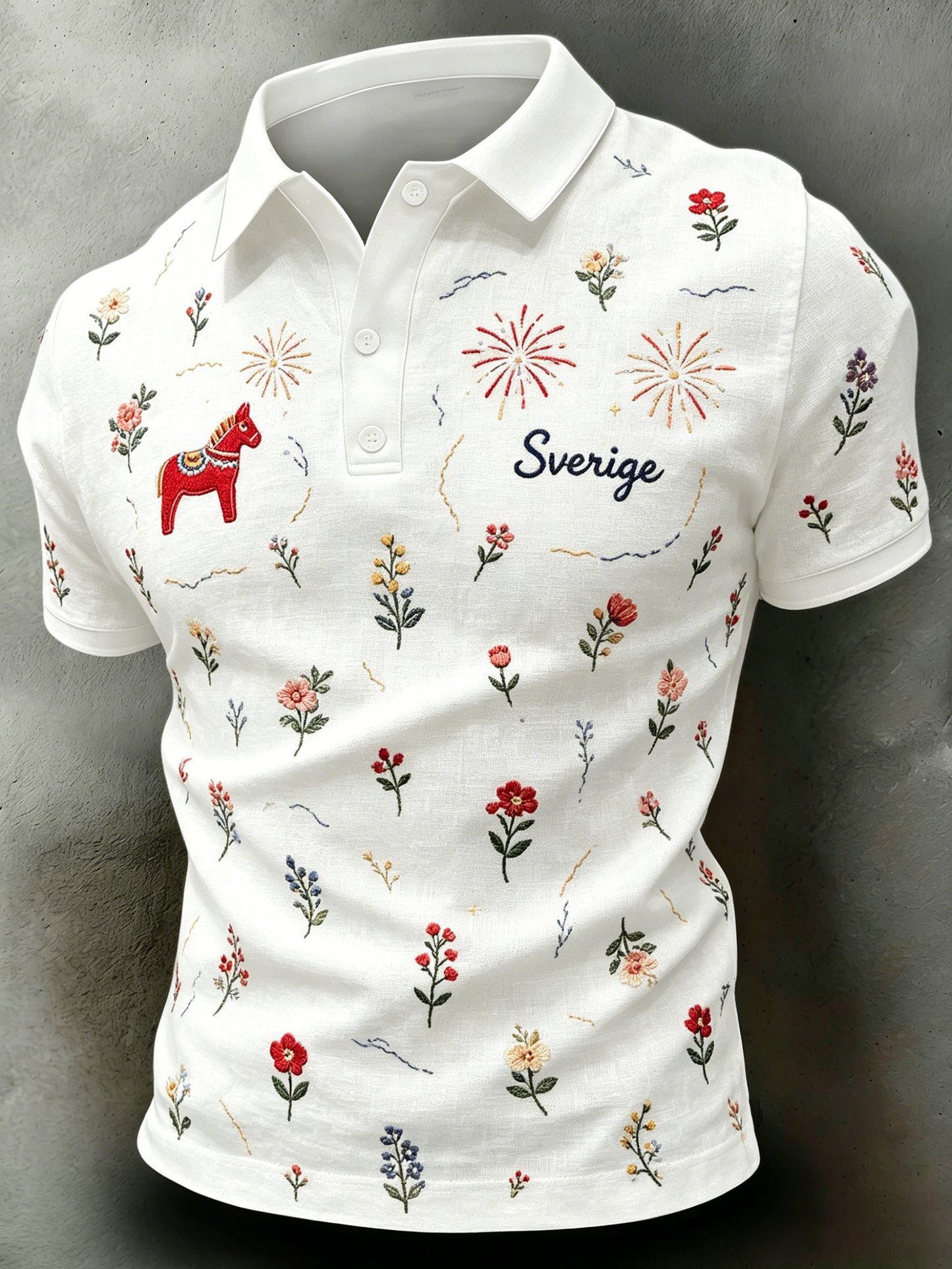 Men's Swedish National Day Commemorative Art Print Short-Sleeve Polo