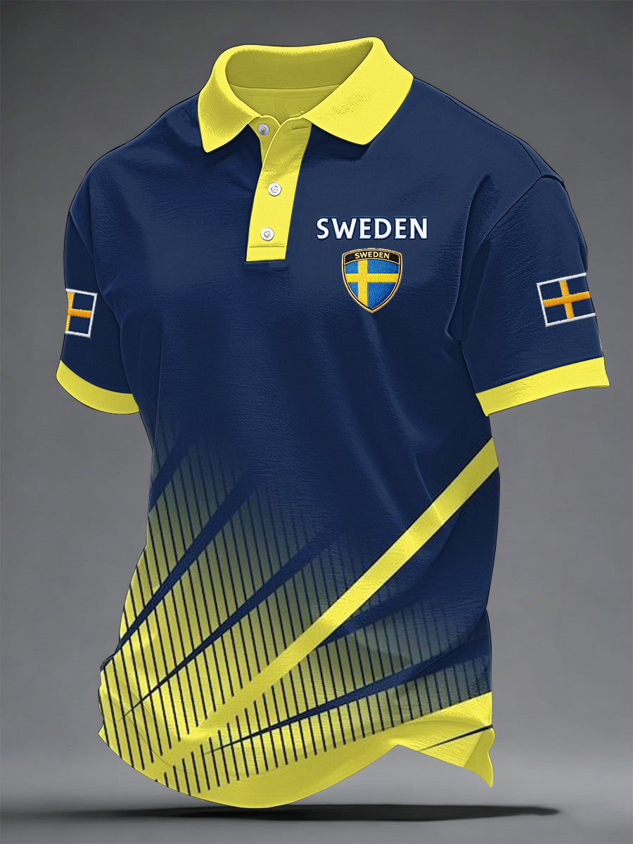 Men's Swedish Football Print Casual Top