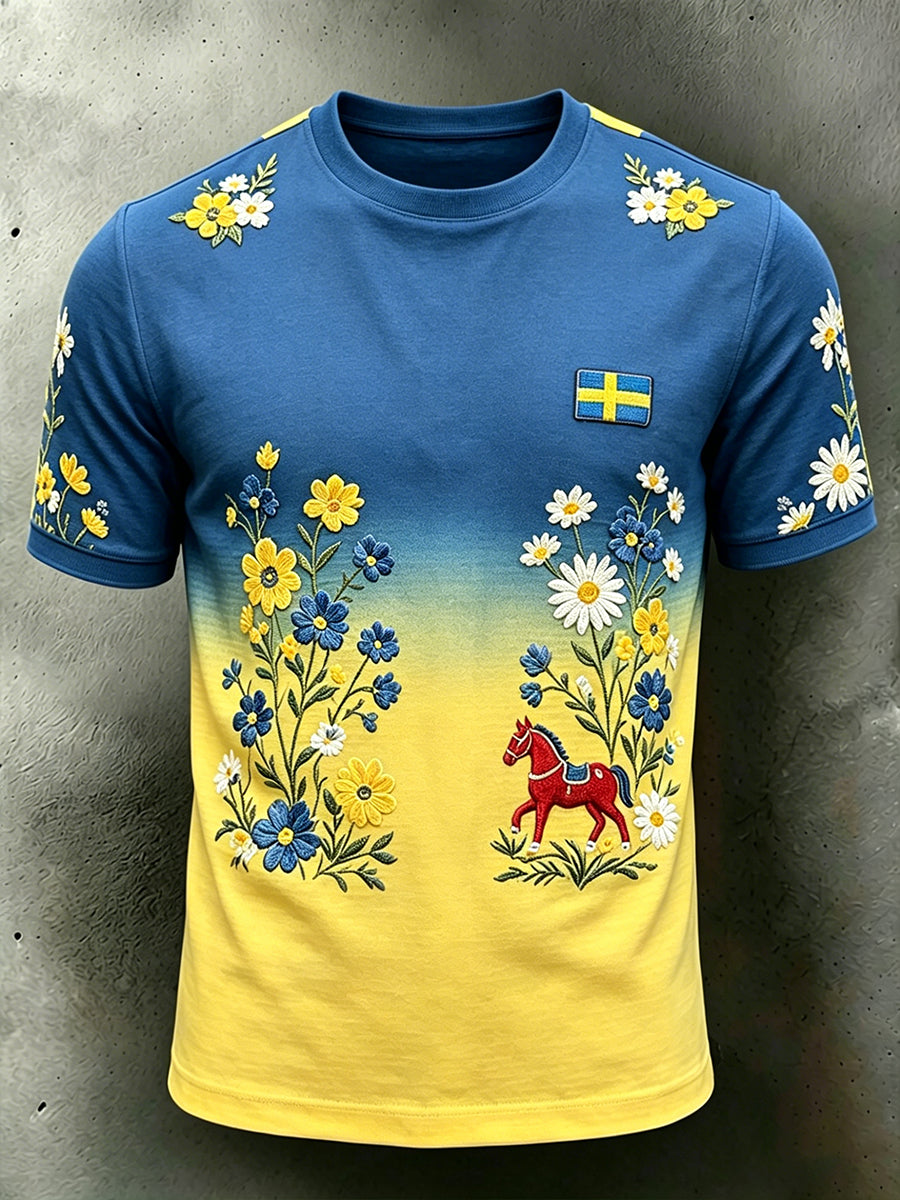 Men's Midsummer Floral Gradient Short-Sleeve T-Shirt