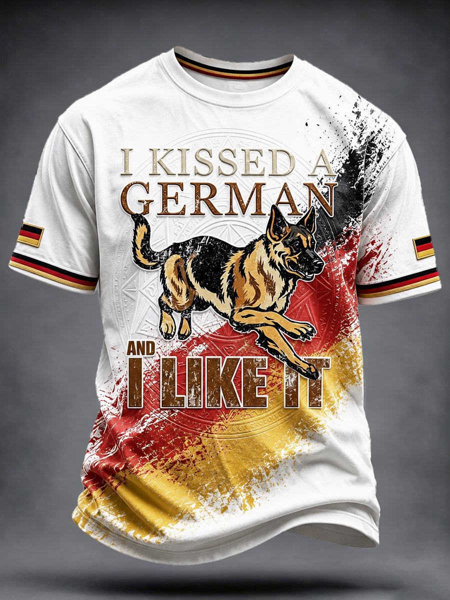 Men’s White German Shepherd Print Casual T-shirt