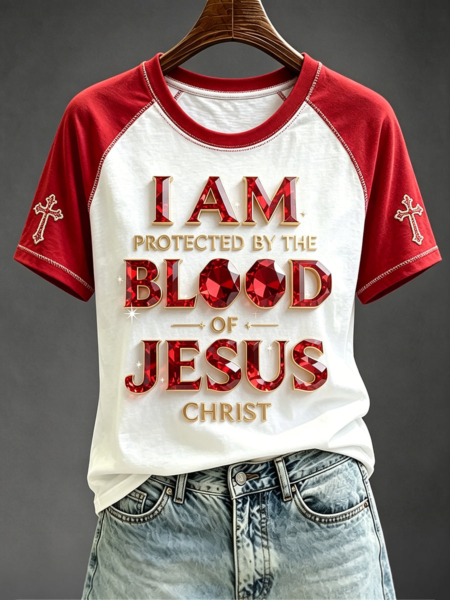 Women's Vintage Faith Art Print Contrast Short Sleeve T-shirt
