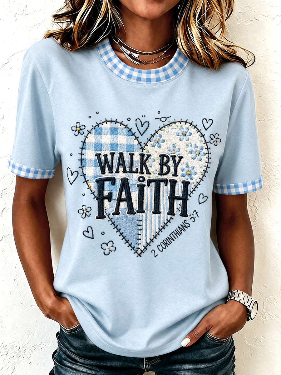 Women's Walk By Faith Plaid Print Casual Tee