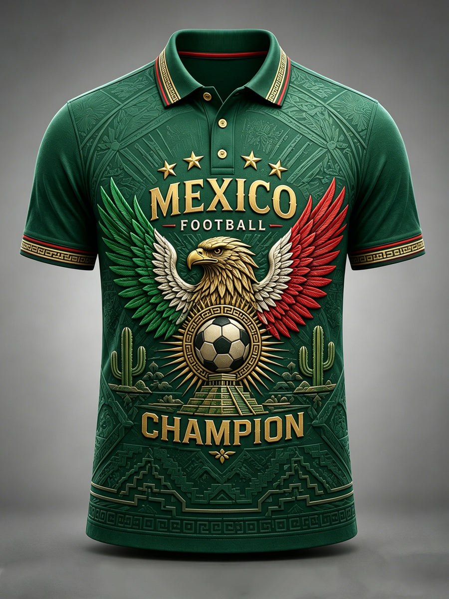 Men's Mexican Football Match Cheering Element Art Print Polo Shirt